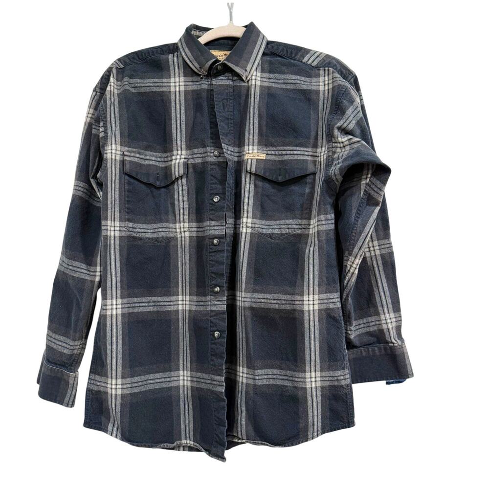 Powder River Mens Plaid Button Down Shirt Medium Cotton Heritage Americana